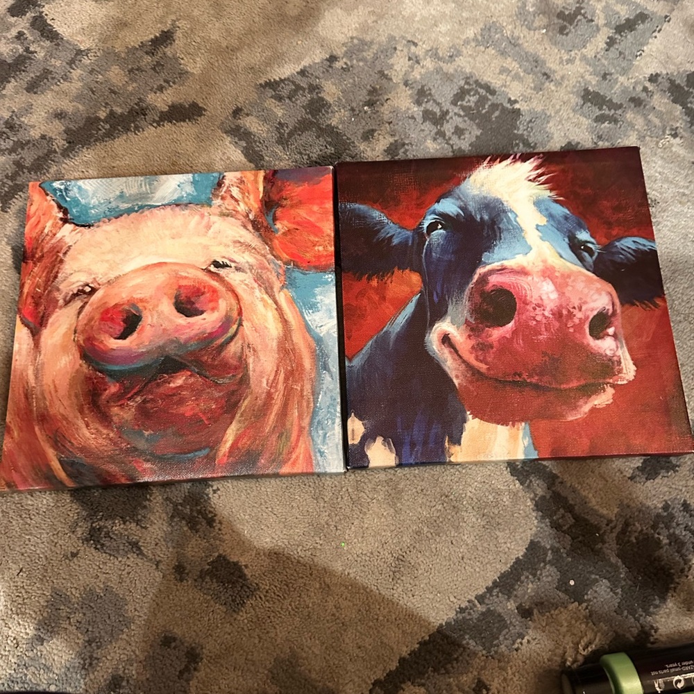 Source Unknown Farm Animal Art - Pink and Blue